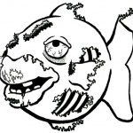 Dopey Zombie Fish B&W, ink